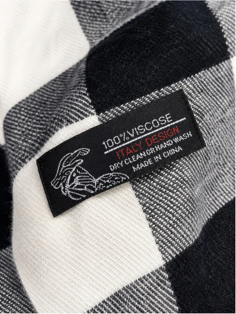 New Black & White Buffalo Plaid Fringe Scarf – Unisex – 72” x 12”